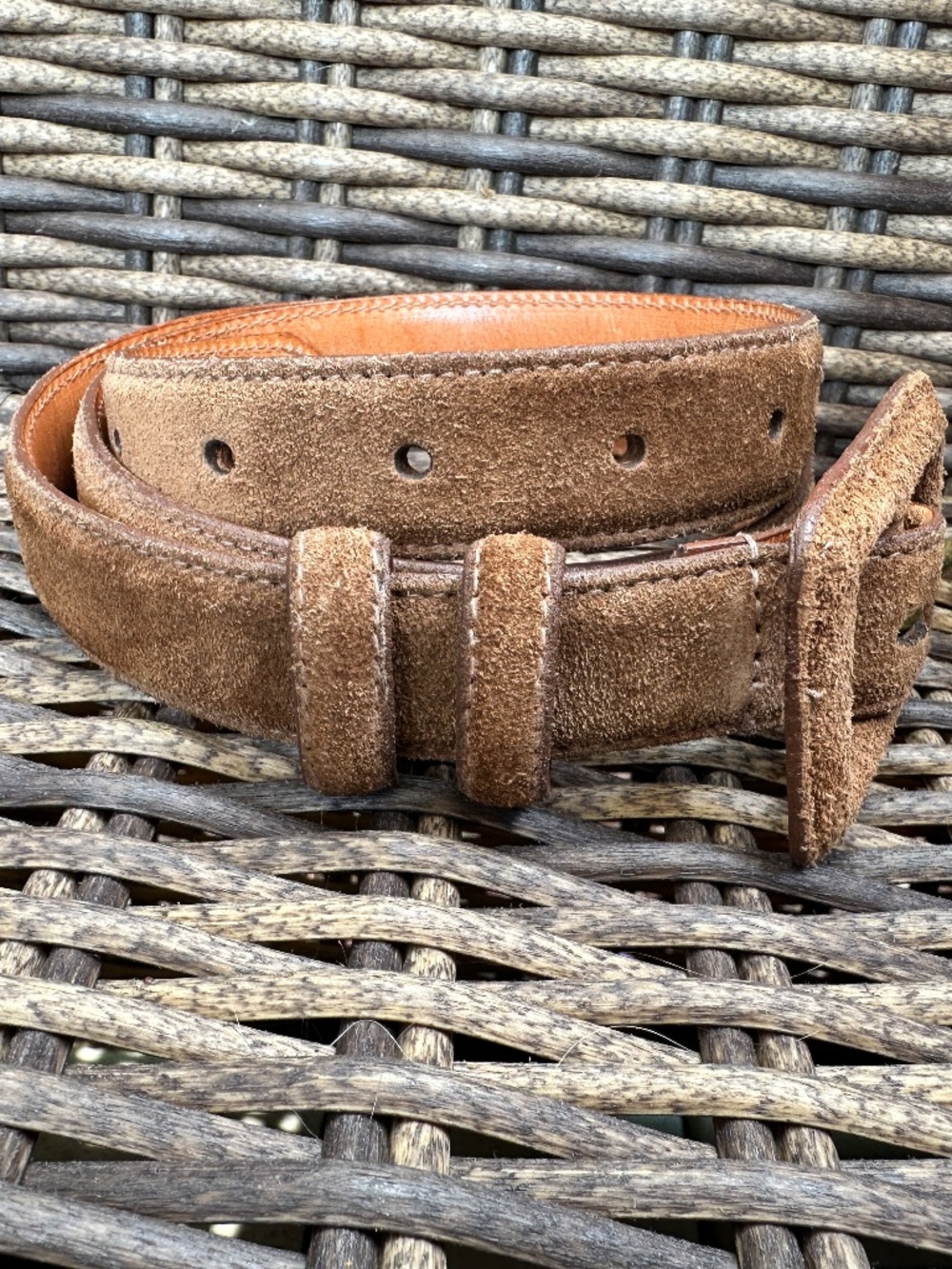 Polo Ralph Lauren Brown Suede Leather Belt Unisex Size 32 Made In USA Old Money - Picture 5 of 13